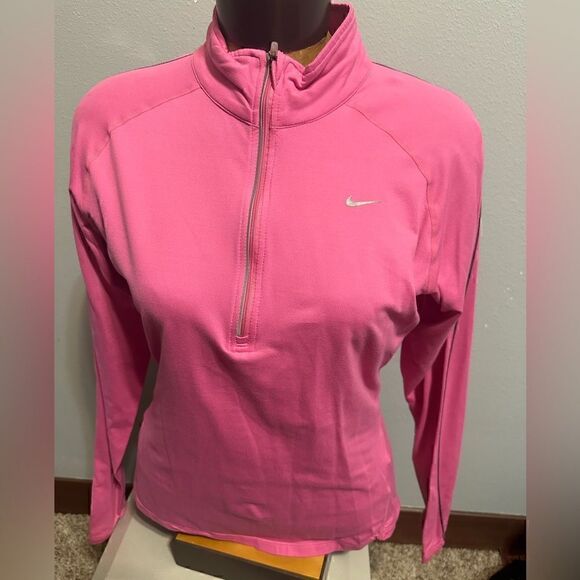 Nike Womens Medium Pink DriFit Running Half ZIP Pullover - Picture 1 of 7